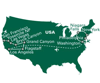 The route through the USA.